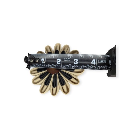 Scarlett & Maria Art Blossoms in Fabric Tan & Black Pin/Brooch 3" Handmade NWT - Picture 7 of 9